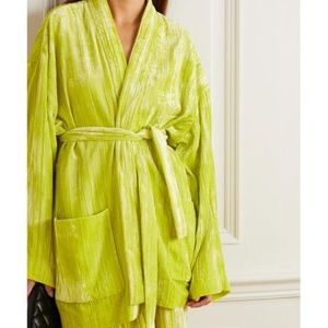 BALENCIAGA - Belted crushed-velvet blazer - Chartreuse- S